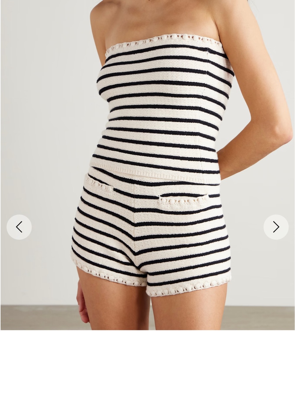 NWT Posse Henry Striped Knit Strapless top & shorts set in beige and Black